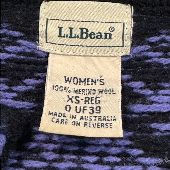 Women’s L.L. Bean Purple & Black Buttoned Merino Wool Cardigan: Size XS - Picture 6 of 7